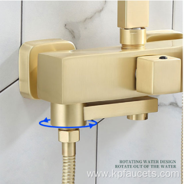 Brushed Gold Bathroom Square Head Shower Faucet